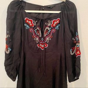 Nanette Lepore Midi Embellished Paisley Peasant Dress